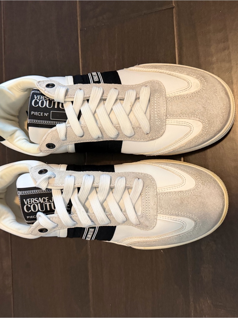 Versace Jeans Collection Men’s White, Gray & Black Low-Top Sneakers